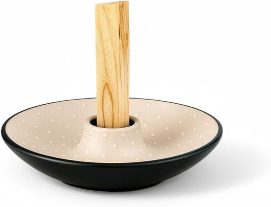 Authentic Peruvian Pottery Palo Santo Stick Holder | Handmade Ceramic Smudge Bowl | Incense and Sage Holder | Unique Decor for Spiritual and Aromatherapy Practices (Vanilla Pearl Dots) - Bloomnest