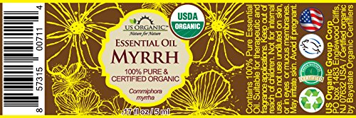 US Organic 100% Genuine Myrrh Essential Oil - Sourced from The Horn of Africa, USDA Certified Organic, Extracted by Hydro-Distillation (Myrrh, 5 ml) - Bloomnest