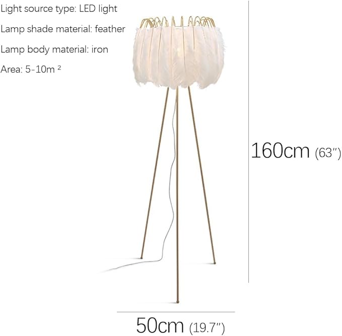 Nordic Feather Floor Lamp Modern Art Family Iiving Room Bedroom Creativity LED Decorative Standing Light (G) - Bloomnest