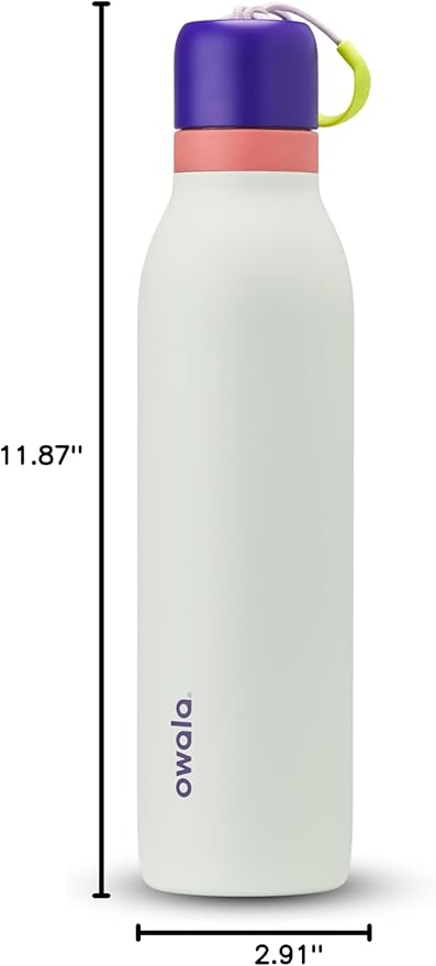 Owala FreeSip Twist Insulated Stainless Steel Water Bottle with Straw for Sports and Travel, BPA-Free, 24-oz, Purple/Green (Minty Horizon) Owala