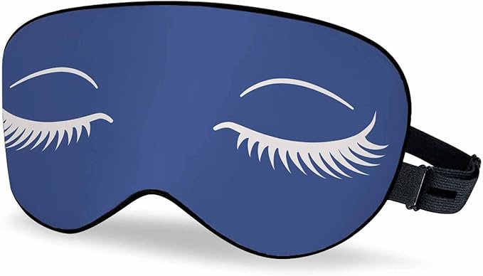 Blue Eyelashes Sleep Eye Mask Closed Eyes with Eyelashes Women Eyes Simple Men Women Sleep Mask with Adjustable Strap Eye Cover Eye Shade for Travel, Nap,Meditation - Bloomnest