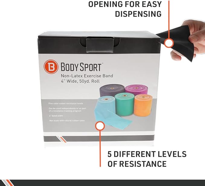 Body Sport Exercise Bands - Resistance Bands in 50 yard Rolls for Fitness, Stretching, or Physical Therapy - Bloomnest