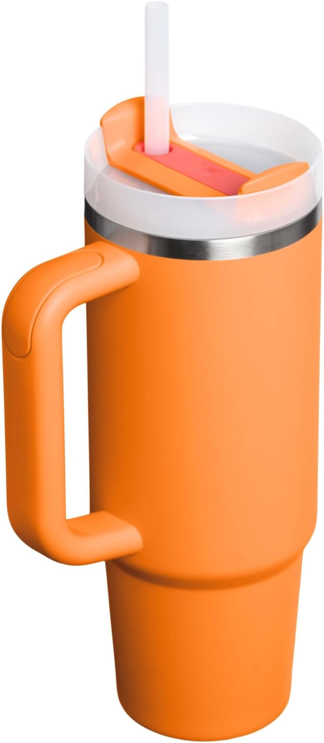 Stanley Quencher H2.0 Tumbler with Handle and Straw 30 oz | Flowstate 3-Position Lid | Cup Holder Compatible for Travel | Insulated Stainless Steel Cup | BPA-Free | Goldenrod Coral