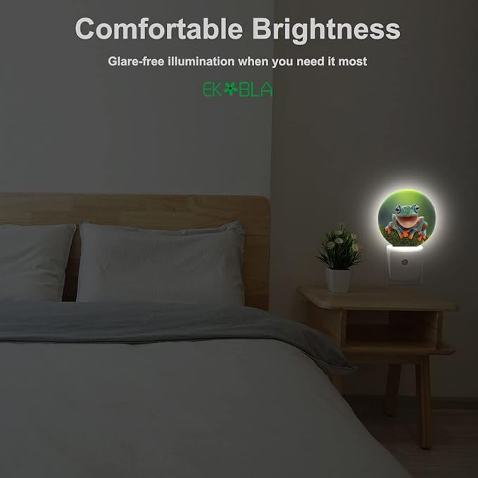 EKOBLA Frog Night Light - Cute Green Pond Animal LED Wall Plug-in Nightlights with Auto Sensor, Dusk to Dawn Lighting for Bedroom, Bathroom & Kitchen - Bloomnest