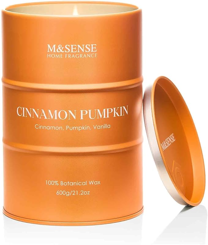 M&SENSE Cinnamon Pumpkin Scented Candles Large, Natural Soy Candles 21.2oz 120 Hour Slow Burning,Aromatherapy Candle for Stress Relief Meditation Relaxing - Bloomnest