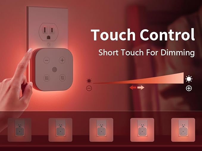 2 Pack 630nm Dim Red Sleep Night Light Plug into Wall, Blue Purple Red Light Night Light, Dimmable, Kids, Adult, Bedroom, Bathroom, Hallway, Kitchen - Bloomnest