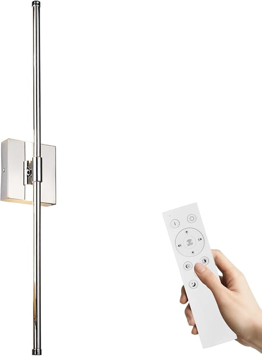 LED Wall Sconce with Remote Control, LED Wall Light, 5 Colors 3000K-6500K & Dimmable, Hardwire Wall Lamp for Living Room, Bedroom, Chrome - Bloomnest