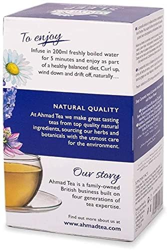 Ahmad Tea Herbal Tea, Camomile, Honey, & Lavender 'Sleep' Natural Benefits Teabags, 20 ct (Pack of 1) - Decaffeinated & Sugar-Free - Bloomnest
