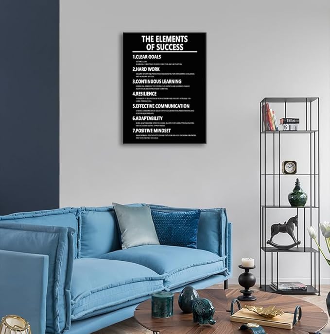 Motivational Canvas Wall Art The Elements Of Success Poster Print Artwork Inspiring Quote Painting Inspirational Office Wall Decor Art for Bedroom Living Room Gym Decor Framed[18''W x 24''H] - Bloomnest