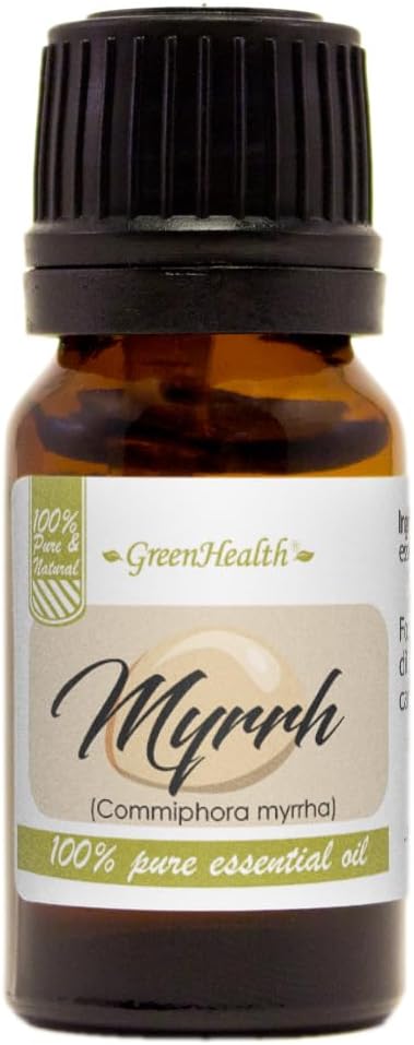 Myrrh Essential Oil – 1/3 fl oz (10 ml) Amber Glass Bottle w/Euro Dropper – 100% Pure Essential Oil - GreenHealth Greenals