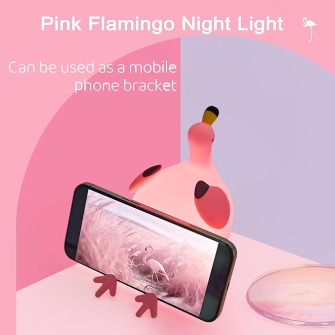 Flamingo Night Light,Dimmable Silicone Animal Nursery Night Light,Pink Flamingo Lamp Decor for Kids Room Bedroom,Birthday Christmas Unique Gift for Kids boy Girls - Bloomnest