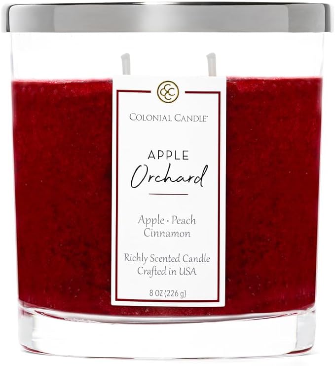 Colonial Candle Apple Orchard Scented Candle Jar, Highly Fragranced Candles for Home Scented, Mottled Wax Candle, 2 Wick, 8 oz - Made in The USA - Bloomnest