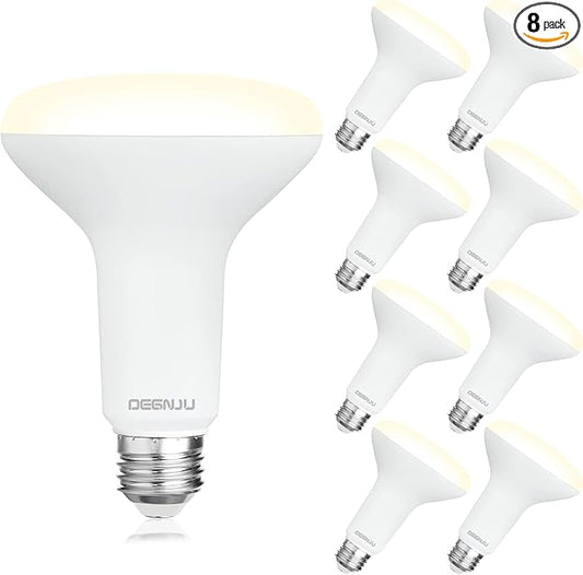 8 Pack BR30 LED Bulb, Dimmable Indoor Flood Lights 7W Equivalent 65W 3000K Warm White, CRI80, 650 LM, E26 Base, 15000 Lifetime Hours, Interior Energy Saving Recessed Light Bulb, Flicker-Free - Bloomnest