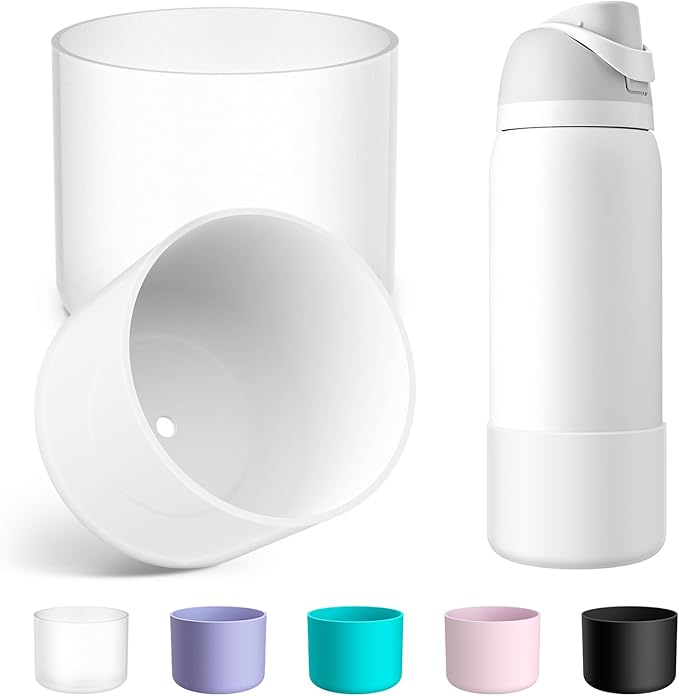 2PCS Silicone Water Bottle Boot for Owala 24oz 32oz 40oz, Anti-Slip Protective Sleeve Bottom Bumper Protector for FreeSip, Twist, and Flip Stainless Steel Water Bottles Alwenid