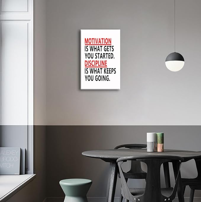 Discipline Motivation Poster Motivational Canvas Wall Art Office Wall Decor Poster Framed Painting Inspirational Picture Print Artwork Modern Home Bedroom Living Room School Decor[12''W x 18''H] - Bloomnest