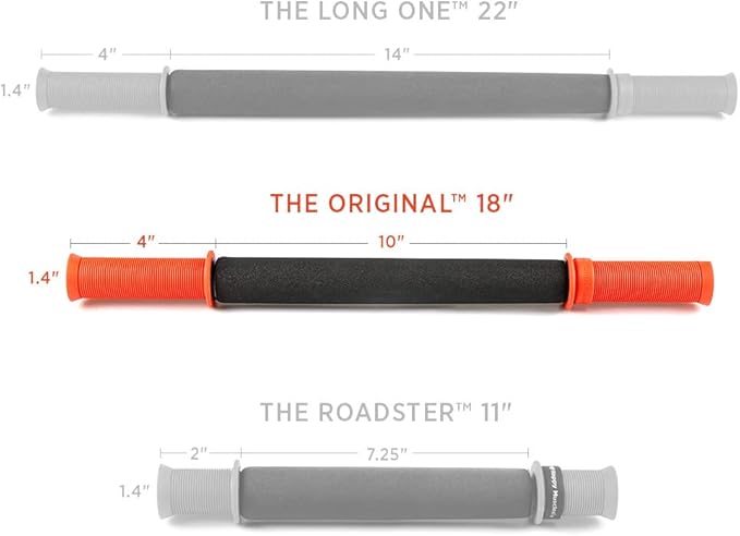 Tiger Tail 18in Massage Stick Portable Roller, Handheld, Deep Tissue Foam Roller, Body Massage and Myofascial Release Tool for Legs, Neck, Calves, Thighs, Shins & Back, The Original 18, Made in USA