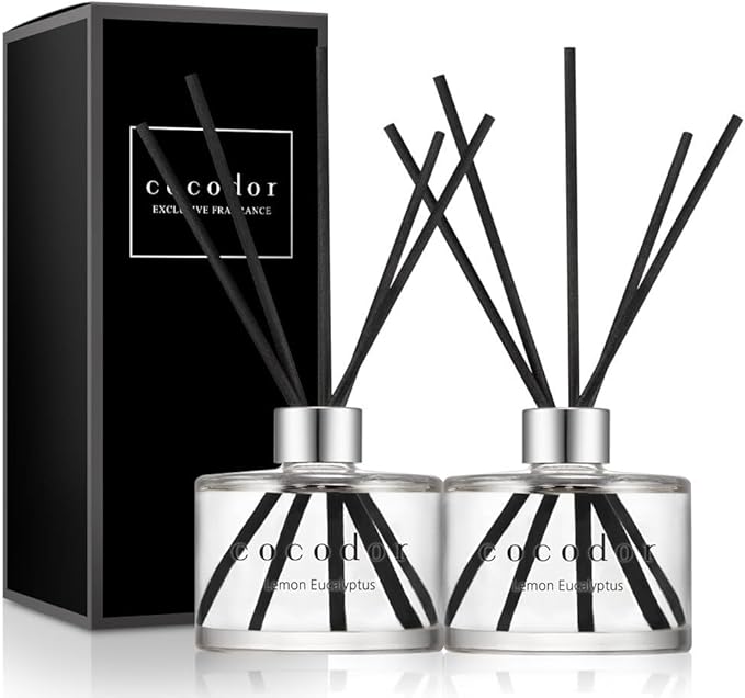 COCODOR Signature Reed Diffuser Set/Lemon Eucalyptus / 6.7oz /2 Pack/Home Fragrance Diffuser, Oil Scent Diffuser for Bathroom Shelf Decor - Bloomnest