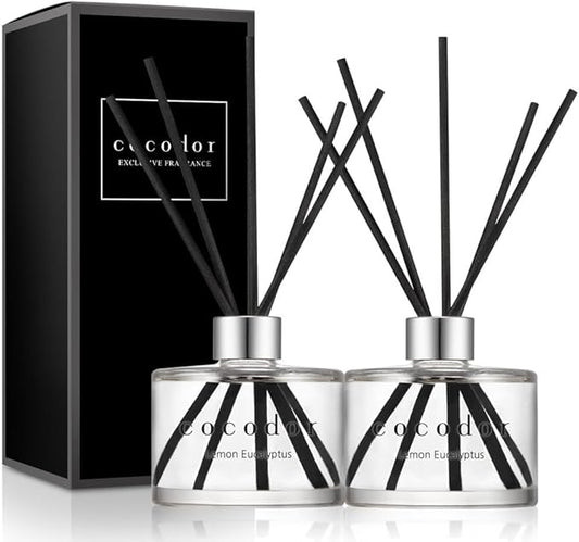 COCODOR Signature Reed Diffuser Set/Lemon Eucalyptus / 6.7oz /2 Pack/Home Fragrance Diffuser, Oil Scent Diffuser for Bathroom Shelf Decor - Bloomnest