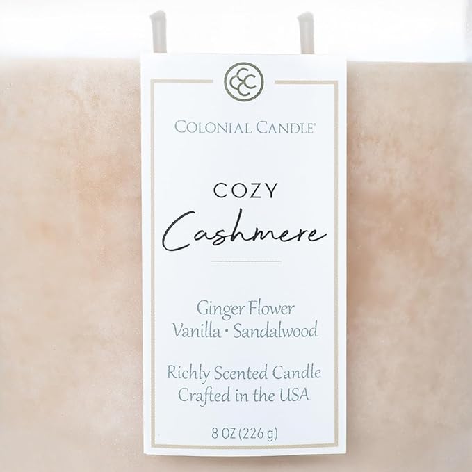 Colonial Candle Cozy Cashmere Scented Candle Jar, Highly Fragranced Candles for Home Scented, Mottled Wax Candle, 2 Wick, 8 oz - Made in The USA - Bloomnest