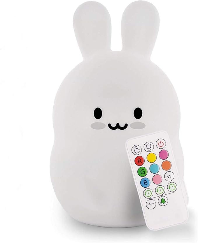 Large Rabbit Night Lights for Kids in Silicone, 9 Colors Baby Bedroom Lighting Children Bedside Table Lamps for Toddlers/Boys/Girls/Adults/Bedroom/Student/Elder/Bathroom/Outdoor - Large - Bloomnest
