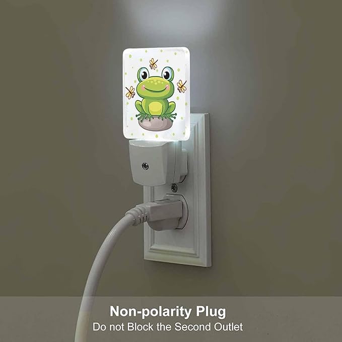 LED Night Light,Frog On Rock and Crystal LED Night Light Plug into Wall with Dusk to Dawn Light Sensor White Energy Efficient Nightlight for Bedroom Bathroom Hallway Living Room Kitchen - Bloomnest