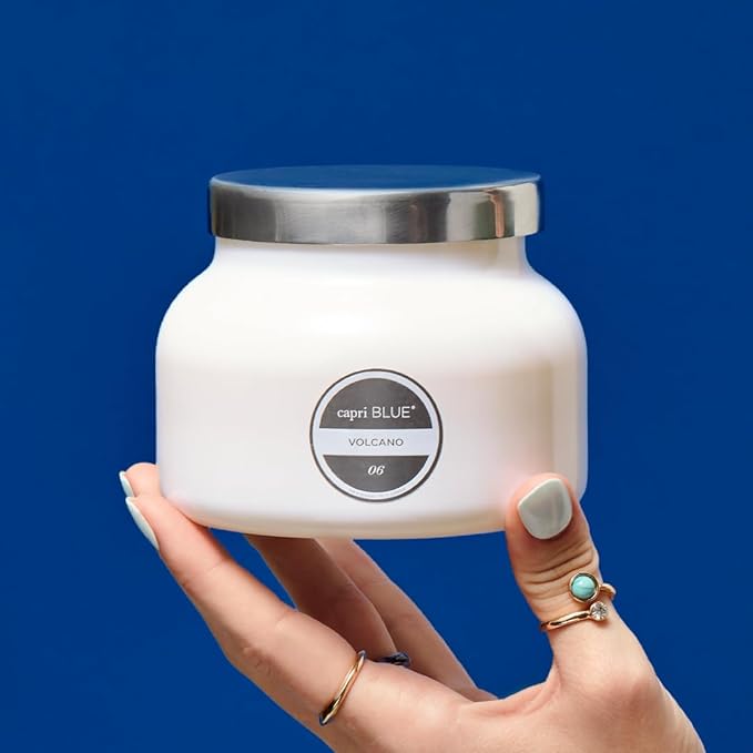 Capri Blue Volcano Scented Candles - Luxury Glass Jar Candles for Home Scented with Tropical Fruit & Sugared Citrus - Soy Wax Blend - Capri Blue Volcano - White Color (19 oz) - Bloomnest