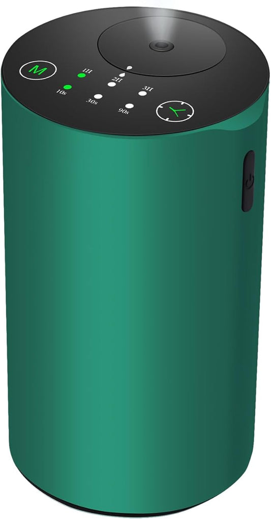 Waterless Essential Oil Diffuser, 7 Colors LED Light, Battery Powered Mini Scent Air Machine, Aromatherapy Mist Diffuser for Home Room Car Office (Green) - Bloomnest