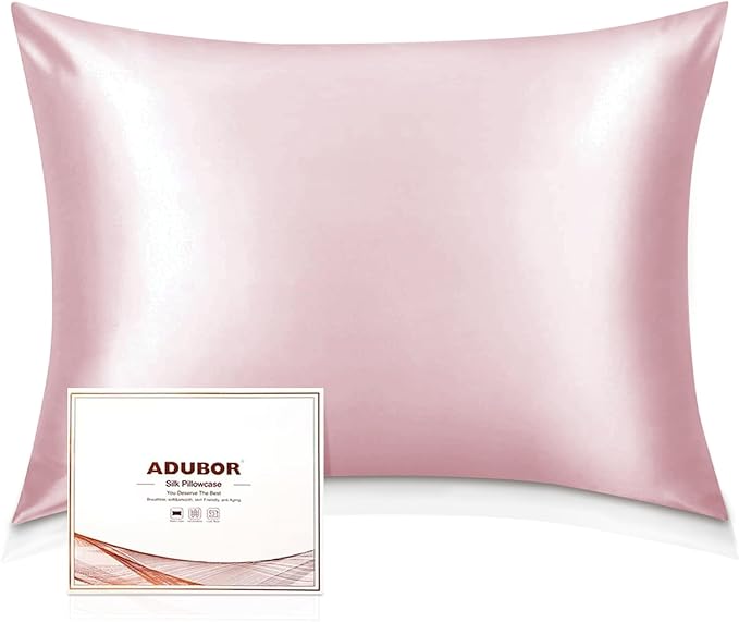 Adubor 100% Silk Pillowcase - Mulberry Silk Pillow Cases, 23 Momme 6A Grade Fibers, Silk Pillow Case for Hair and Skin Health, with Hidden Zipper (Standard 20''×26'', Pink, 1PC) - Bloomnest
