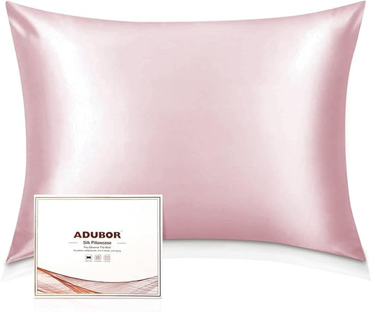 Adubor 100% Silk Pillowcase - Mulberry Silk Pillow Cases, 23 Momme 6A Grade Fibers, Silk Pillow Case for Hair and Skin Health, with Hidden Zipper (Standard 20''×26'', Pink, 1PC) - Bloomnest