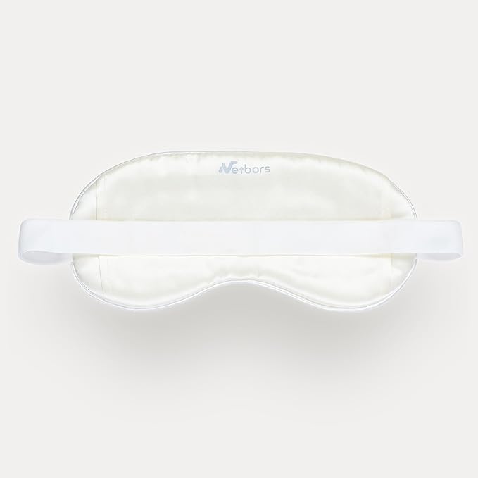 22mm Mulberry Silk Beauty Sleep Mask with Velvet Band & Travel Pouch, Light Blocking, Hair & Skin Friendly, White, Gift Packaging - Bloomnest