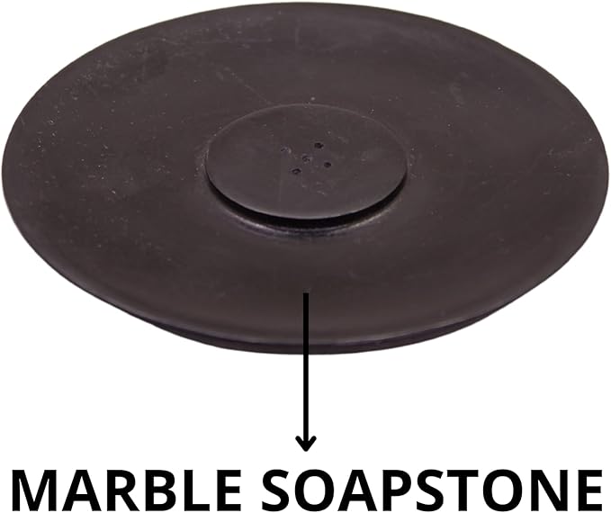 Handmade Marble Incense Holder - Round Incense Burner with Multiple Holes for Incense Sticks. Decorative Ash Catcher for Home and Office Decor. (4 inch Diameter, Black) - Bloomnest