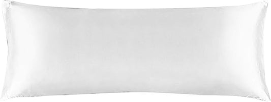 BEDELITE Satin Body Pillow Cover, Super Soft and Cooling Body Pillow Pillowcase for Hair and Skin, Breathable Silky Full Long Pillowcase Cover(20"x54", White) - Bloomnest