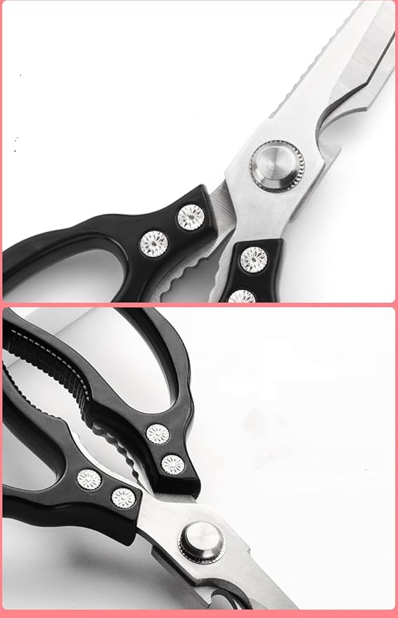 AWinjoy Heavy Duty Sharp Kitchen Scissors, Dishwasher Safe, Cooking Shears for Meat, Chicken, Fish, Poultry, Herb, Bread (Black) - Bloomnest