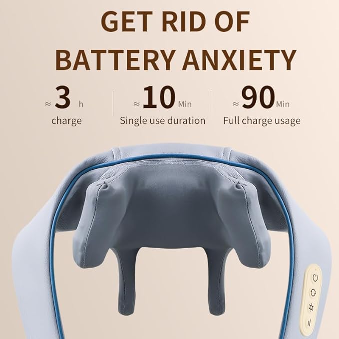 Massager for Neck and Shoulder Pain, Neck Massager, deep Tissue 3D kneading Massage Pillow, Suitable for Shoulder, Legs, Body Muscle Pain Relief, Gift for Men and Women. - Bloomnest