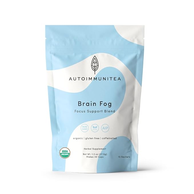 Brain Fog Tea for Herbal Focus & Memory, AIP AutoimmuniTea Protocol Diet Compliant Foods, Whole 30, Paleo Friendly - Nootropics Support Herbs Gingko Biloba, Peppermint, Gotu Kola - Bloomnest