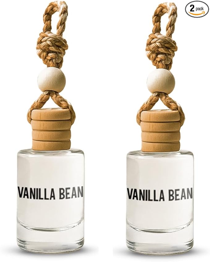 Vanilla Bean Hanging Car Air Freshener – Long Lasting Essential Oil Diffuser for Car, Closet, Bathroom – 2-Pack Natural Scent Deodorizer for Men and Women - Bloomnest