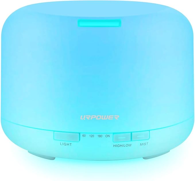 URPOWER Upgraded 500ML Essential Oil Diffuser Humidifiers Ultrasonic Aromatherapy Diffusers with 4 Timer Settings and Waterless Auto Shut-Off for Home Office Living Room Yoga Spa - Bloomnest