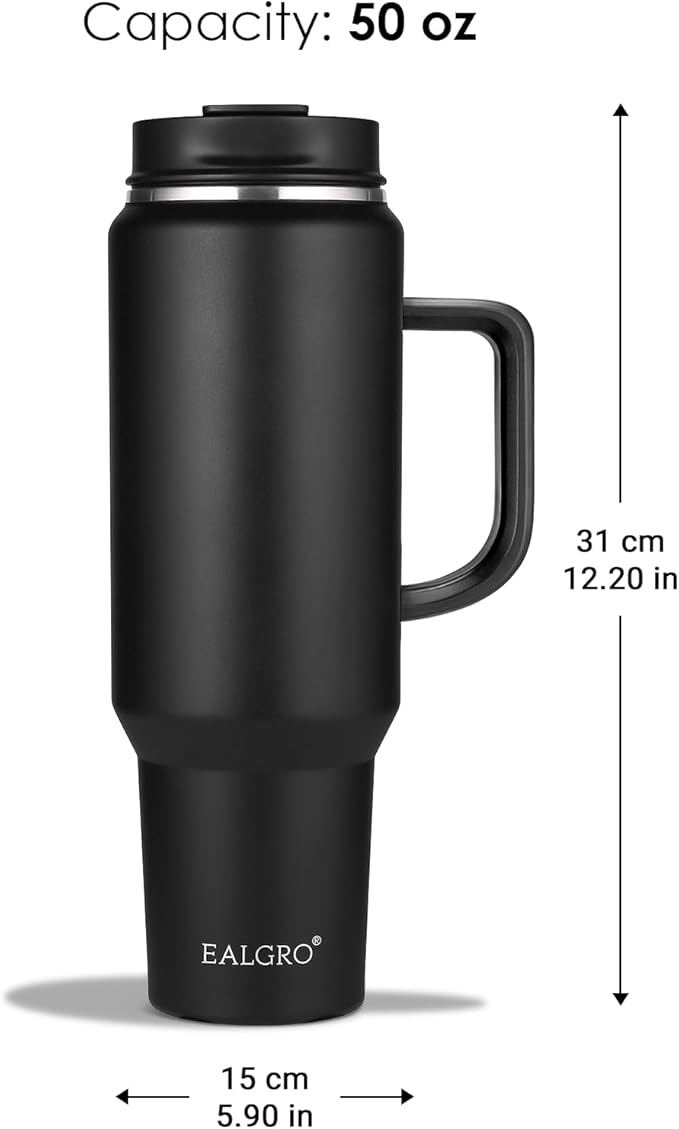 50 oz Tumbler with Handle, Insulated Tumblers with Lid and Straw, Large Metal Sports Water Bottle Jug, Thermal Stainless Steel Travel Coffee Mug Cup, Lavender - Bloomnest