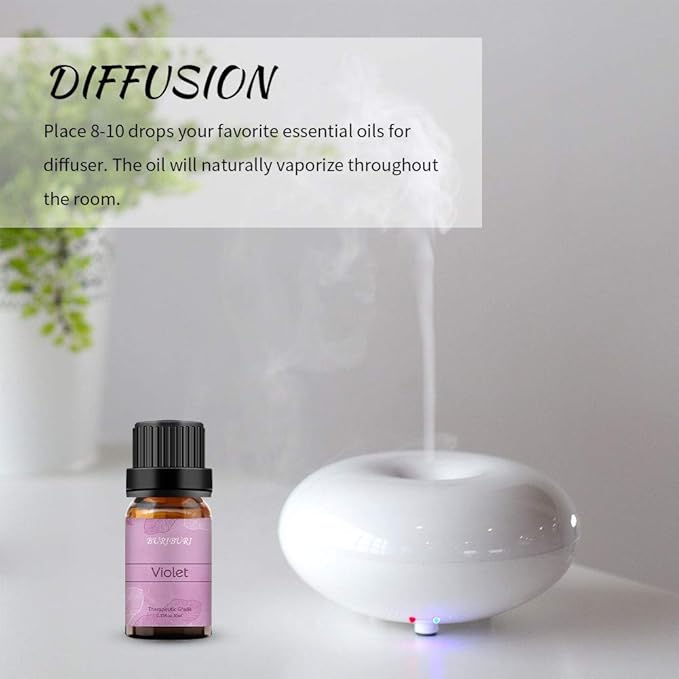 BURIBURI Violet Essential Oil 10ml, 100% Pure, Undiluted, Natural Violet Fragrance Oil for Diffuser, Soap Candle Making BURIBURI