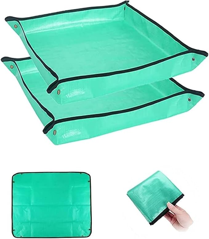 BIUWING 2PCS 26.8" x 26.8" Plant Repotting Mat Waterproof Transplanting Mat Indoor Succulent Potting Mat Portable Gardening Soil Changing and Watering mat Square and Foldable Garden mat - Bloomnest