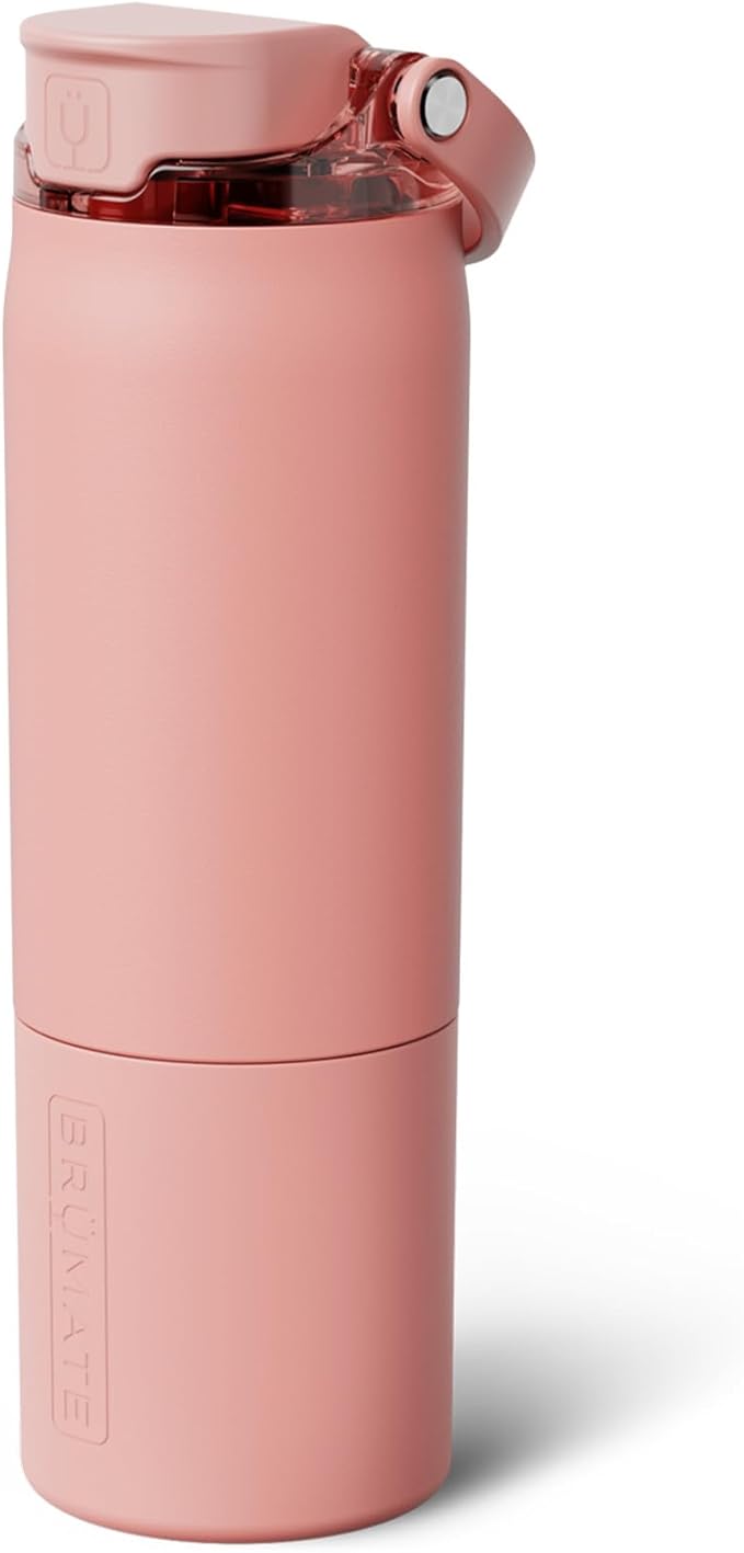 BrüMate Rise 25oz Water Bottle With 100% Leakproof Covered Silicone Straw | Insulated Stainless Steel Water Bottle | Cup-Holder Friendly | Fast Flow | Soft Sip Silicone Spout | BPA-Free (Guava) Br%C3%BCMate