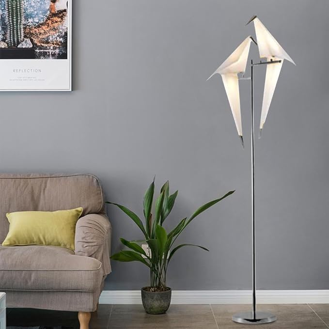 72 Inch Modern Bird Floor Lamp, Gold Bird Swing Floor Light Fixtures for Bedroom, LED Bird Standing Floor Lamp with Bird Shade for Living Room, Silver - Bloomnest