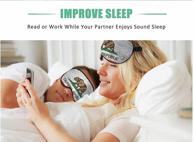 California Sleep Eye Mask Vintage Grunge Bear Flag Men Women Sleep Mask with Adjustable Strap Eye Cover Eye Shade for Travel, Nap,Meditation - Bloomnest