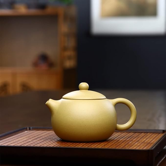 Xishi Teapot 15oz Chinese Zisha Clay Pot Ceramics Purple Sand Mud Kungfu Tea Set Kettle 9 Hole Filter (Yellow 450ml) - Bloomnest