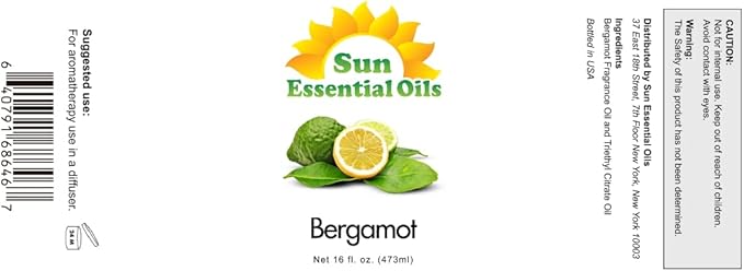 Sun Essential Oils Bergamot Essential Oil 16 oz Bulk for Skin, Hair, Aromatherapy, Soap & Diffuser - Bloomnest