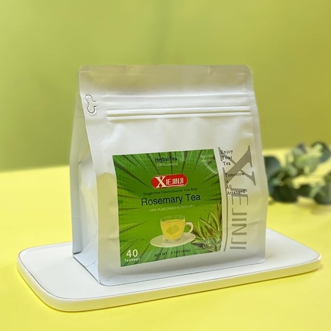 XIEJINJI Rosemary Tea, 40 Tea Bags – Pure Natural Rosemary Leaves for Digestive Support & Improved Circulation, Antioxidant-Rich, Caffeine-Free, Eco-Conscious Tea Bags - Bloomnest