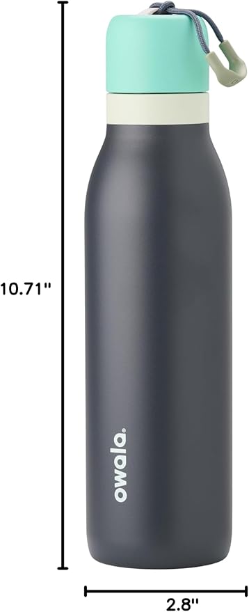Owala FreeSip Twist Insulated Stainless Steel Water Bottle with Straw for Sports and Travel, BPA-Free, 18-oz, Blue/Grey (Foggy Tide) Owala