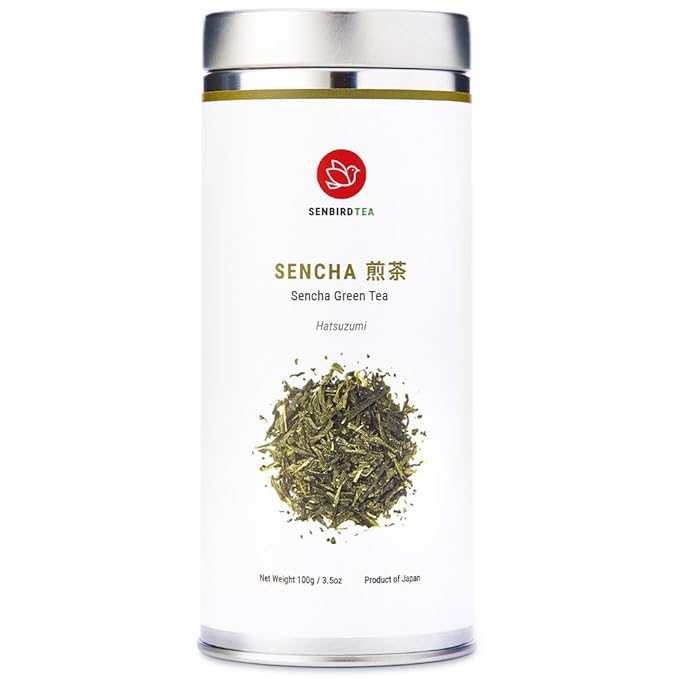 Senbird Premium Sencha - Japanese Green Tea - From Shizuoka, Japan - Loose Leaf Tea In Airtight Tea Tin (3.5oz/100g) - Bloomnest