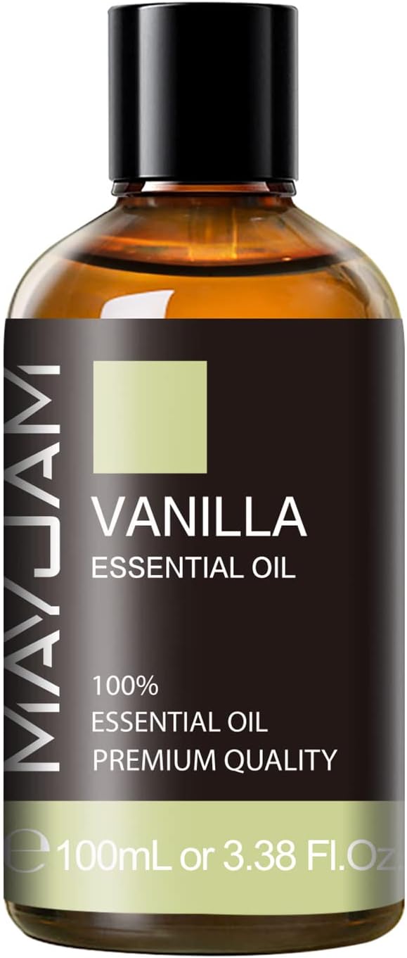 Vanilla Essential Oil 100ml, MAYJAM Premium Essential Oils for Aromatherapy, Diffuser, Soap Making, Candle Making, Large Bottle Vanilla Oil with Gift Box(3.38fl.oz) - Bloomnest