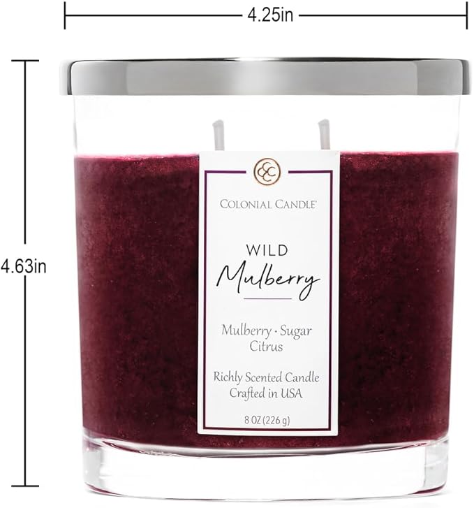 Colonial Candle Wild Mulberry Scented Candle Jar, Highly Fragranced Candles for Home Scented, Mottled Wax Candle, 2 Wick, 8 oz - Made in The USA - Bloomnest